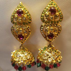 Golden Ruby/Emerald/White Zircon Choker Set